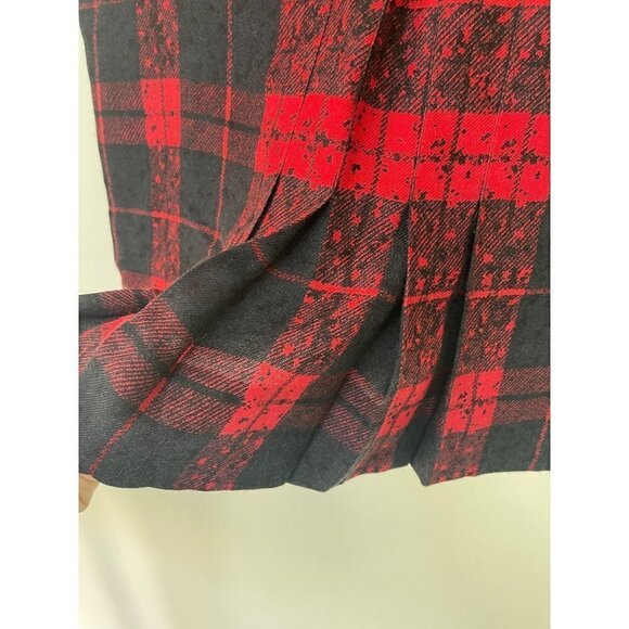 JS Scherrer Vintage Womens Pencil Skirt Size Large Black Red Plaid Wool Paris - Picture 7 of 14